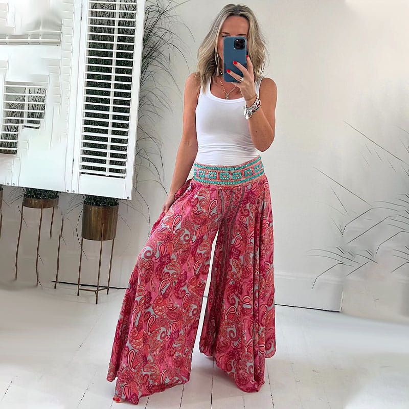 RokBroek met etnische print en elastiek in de taille