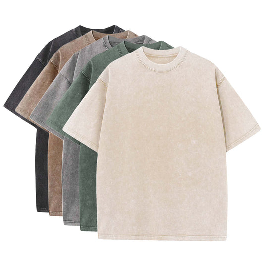 Stapel 5-Pack - 230GSM Zwaar Loose Fit Gewassen T-shirt
